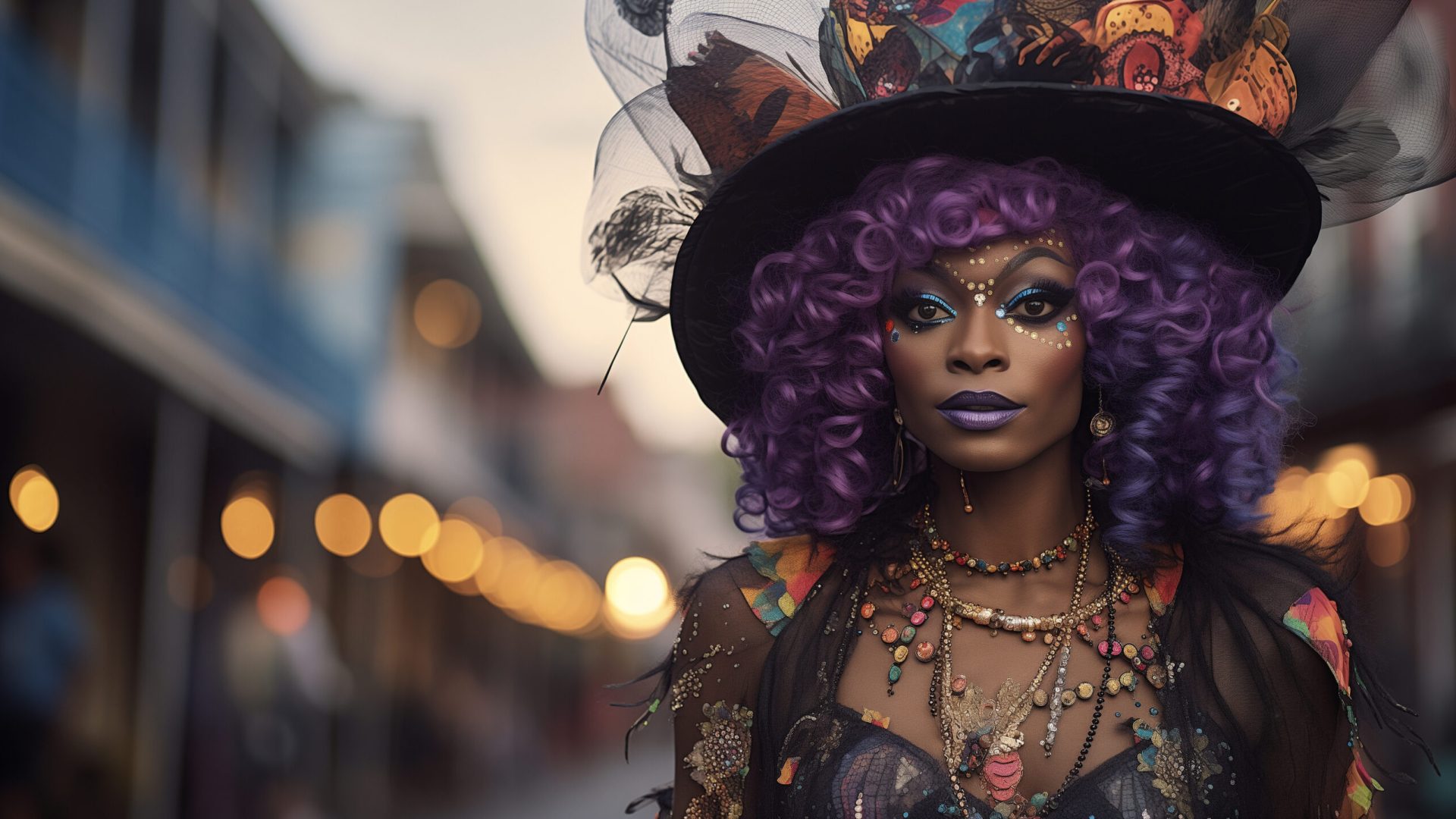 style of detailed comic book art Beautiful, voodo hoodo, spells, african american witch, in fancy fashion witch clothing, standing in the middle of the streets in new orleans during madi gra festival, whimsical photo taken by ARRI canon fuji kodak depth of field, ultra realistic, hyper detailed, 50mm lens, editorial photography, photorealism, volumetric light, epic scene, ray tracing, post production, 8k, 3d specular lighting, retouched, intricate details, epic landscape scene, unreal engine, photo realism, magazine photography, backlighting, Sharp focus, Award winning photography, hyper detailed, de-noise, uplighting, ray tracing, global illuminated, magical, 8k, hyper realistic, smooth, detailed --ar 16:9 --v 5.2 Job ID: 071bfd2a-731b-45f2-934a-7b9859979bf0